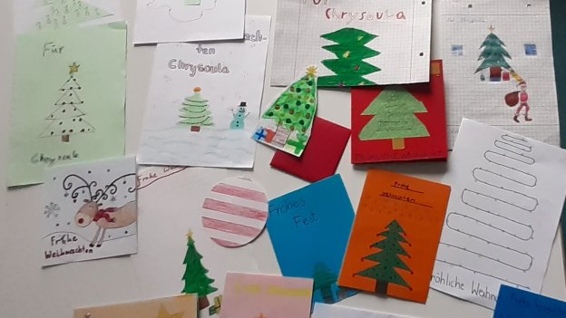 Weihnachtskarten für eine griechische Studierende